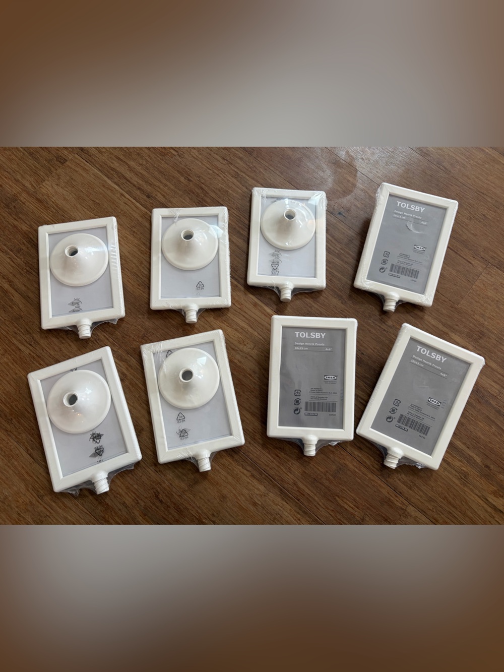 8 IKEA TOLSBY White 2-Side 4”x6” Picture Frames Standing Pedestal NEW IN PACKAGE